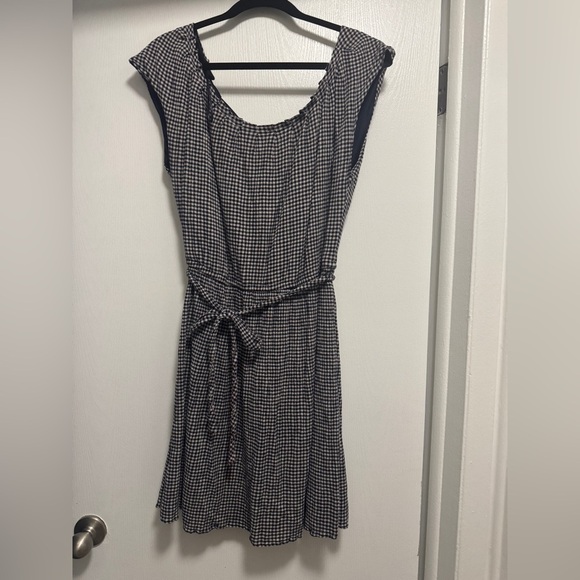 LC Lauren Conrad Navy and White Checkered Mini Dress with Cap Sleeves Size Large - Picture 3 of 6